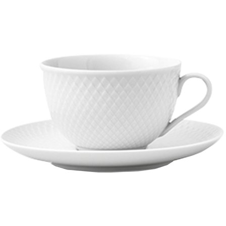 Lyngby porcelæn tekopp med fat, vit, 24 cl | Dukning & Servering > Muggar & Koppar > Tekopp | Bagaren och Kocken