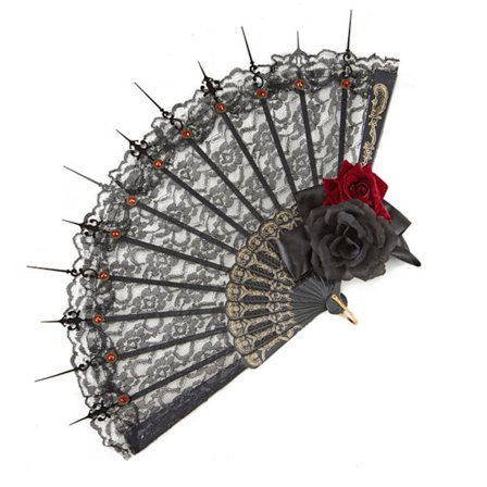 Mørk Gotisk Håndvifte Sløjfe Rose Vifte Håndholdt Vintage Blonde Vifte Lolita Foldevifte