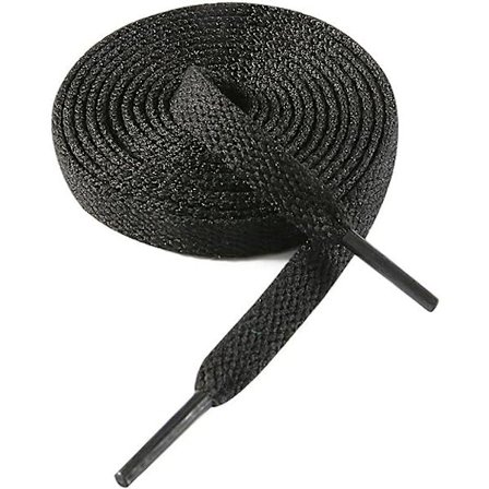 Sorte flade skolisser til sneakers, flade skolisser til sneakers - økonomiske, 8 mm brede, 29 farver 14 længder at vælge imellem