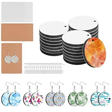 Sublimaatioaihiot pyöreät korvakorut, sublimoitavat MDF-korvakorut korvakorukoukuilla ja hyppyrenkailla Ca