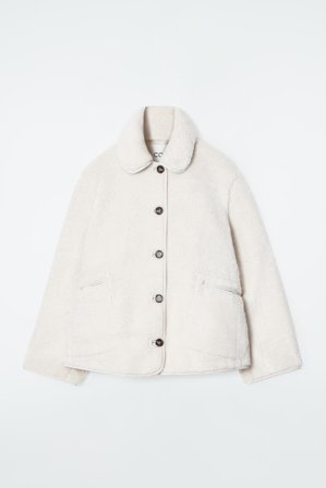 COS Women's Collared Teddy Jacket in White
