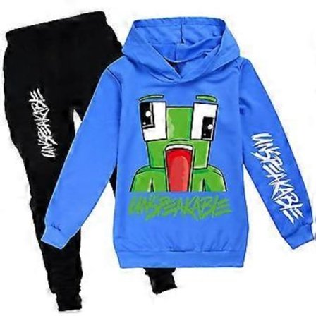 Unspeakable Træningssæt Børn Hættetrøje Hætte Sweatshirt Toppe Joggingbukser Sports Sæt Loungewear -NMAOV(9-10 År Mørkeblå)