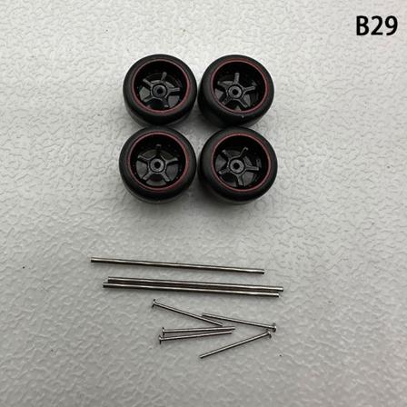 1 sett 1/64 modell bilhjul med gummidekk Modifiserte deler Ve B29 5Claws Red