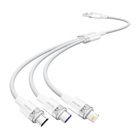 USB 2.0 A till 3-in-1 6A-kabel Vention CTRWG 1,5M (vit)