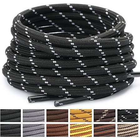 Round Shoelaces [2 Pairs] Durable Boot Laces for Hiking and Work Boots