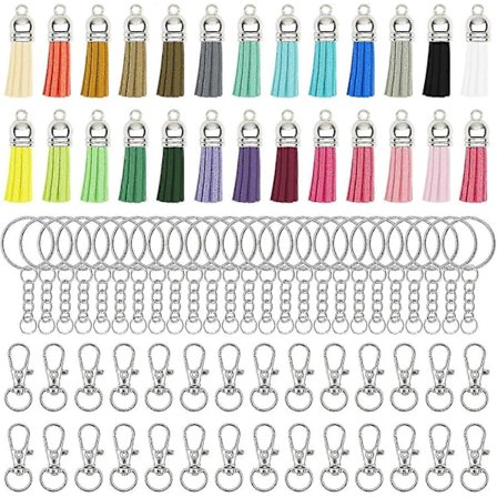 150 Stykker Smykkebeslag i Rustfrit Stål med 50 Nøglekroge, 50 Nøgleringe og 50 Kvaster