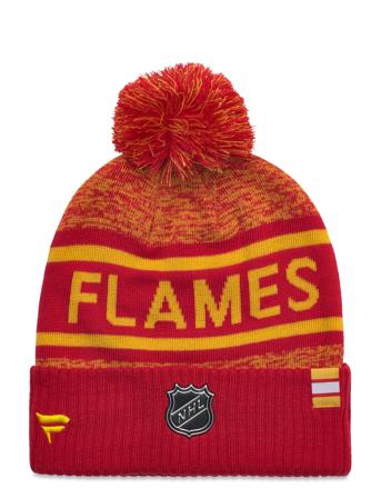 Authentic Pro Rink Heathered Cuffed Pom Knit Red Fanatics