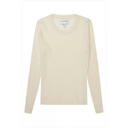 Munthe, Round-neck Knitwear Beige, Dames, Maat:M,Katoen