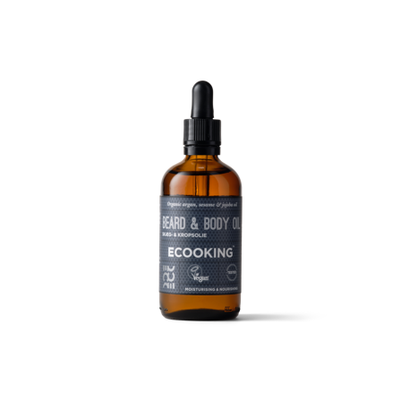 Ecooking Herre Multifunktionel Skæg- & Kropsolie 100 ml - Til Barbering, Hudpleje og Hårpleje, Duft af Citrus