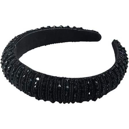 1 st Hårband Mode Vadderade Hårband Pärlstav Kristall Juvelbesatt Glittrigt Hårband Svart Bling Hårbygel