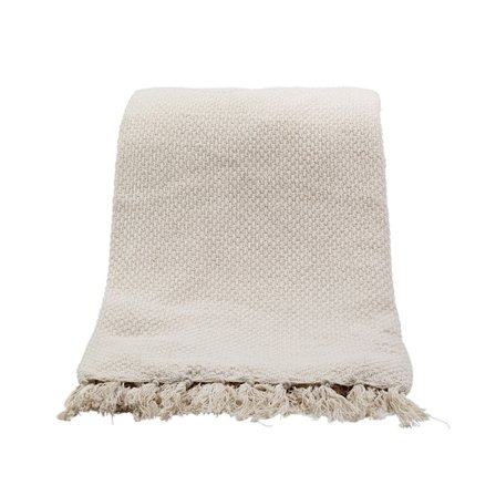 Dekorativt bomuldstæppe, 180x240 cm, beige