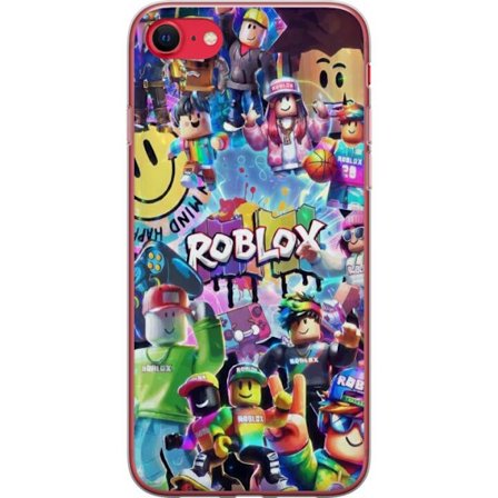 Yhteensopiva Puhelinkuori Apple Apple iPhone 7 Suuri värikäs Roblox-maailma monilla hahmoilla, energinen pelikuvaus täydellinen lastenhuoneisiin ja