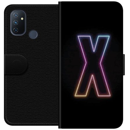 Kompatibel Tegnebogsetui til OnePlus OnePlus Nord N100 Neonbogstav X i stærke farvevariationer mod sort baggrund, kraftfuldt typografisk design med t