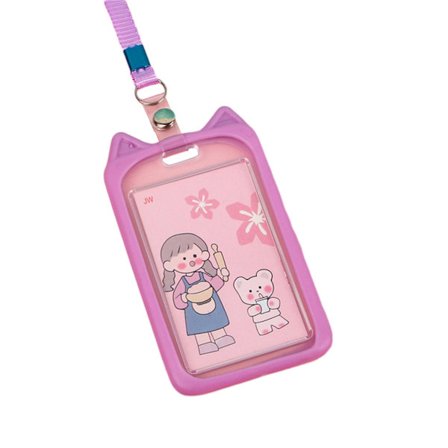 Silikonholder for katteøremerke med snor for kvinner Lady Girl Work Office