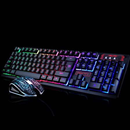 Bakgrunnsbelyst LED Gaming Tastatur og Mus Combo