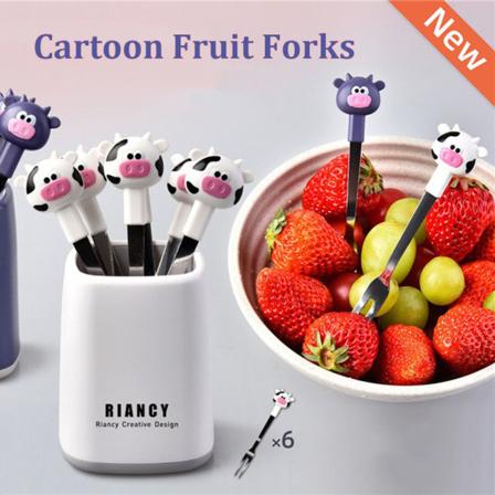 Tecknad djurfruktgafflar lila