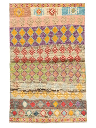 Hand Knotted Berber Colourful Rug 93X150 Orange/Brown