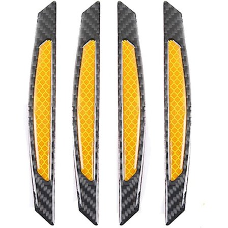 4 Pakke 3D Super Rød Reflekterende Svart Ekte Karbonfiber Bil Dør