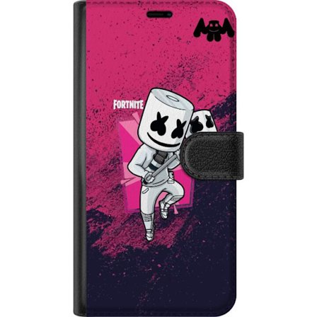 Yhteensopiva Lompakkokotelo Samsung Galaxy A56 Fortnite Marshmello hahmo valkea puku vaaleanpunainen taustakuva Fortnite DJ pelisuunnittelu suosittu t