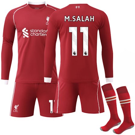 Liverpool Hjemme Langærmet Trøje til Børn & Voksne - Salah[YDE]