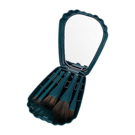 Mini sminkekoster, 5-delers kostesett i lommestørrelse, ultra-myk liten kosmetikkost med speil, slitesterke små skjønnhetskoster, bærbart søtt 