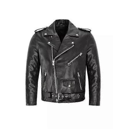 Svart motorsykkeljakke i skinn for menn