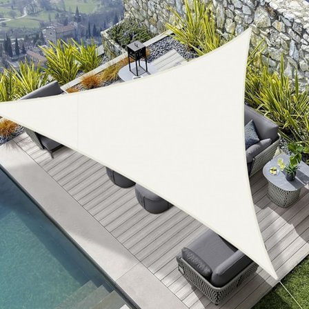Vandtæt Solsejl Trekantet 3x3x3m Skyggenet Markise UV Beskyttelse til Udendørs Have Terrasse Altan Beige Farve