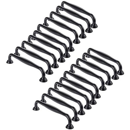 20 svarte dørhåndtak, kjøkkenskap, skuffer, soveromstrekk senteravstand 96mm (20-rørsmodell -96 hullavstand)