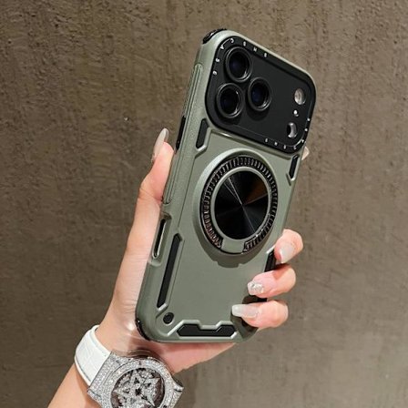 iPhone 17 Pro Max Skal med Tre-kärnig Mecha 360 Graders Rotationsmagnet