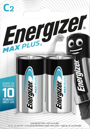 Energizer Max Plus Batteri alkalisk, C, 1,5 V, 2-pakning, Elfordeling & strømforsyning