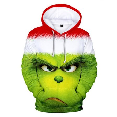 Grøn Monster Grinch Hættetrøje til Mænd med 3D-print - Style 14 - Størrelse 4XL