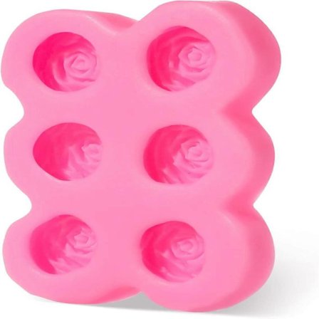 6-hulrums silikoneform med roser, chokoladebakke, form til fremstilling af slik, chokoladekage, bagesæbe, roseform tåler opvaskemaskine, pink