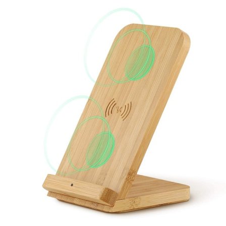 Trådløs bambuslader, Qi-ladestativ for iPhone 11/XR/XS Max/XS/X/SE 2020, 10W hurtiglading for Samsung Galaxy S20/S10/Note10/S9/S9+/S8+/Note 9