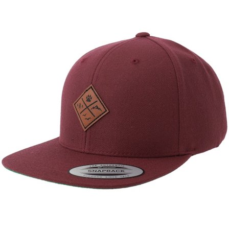 Kiddo Cap - Rood snapback Cap - Kids Nature & Animal Icons Engraved Maroon Snapback @ Hatstore