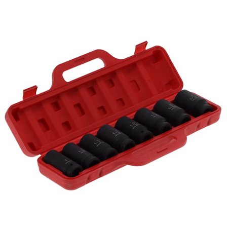 8 stk. pipesett HighTorque 6-punkts dyp kromvanadiumstål bilverktøy (britisk system)