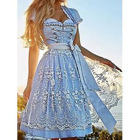 S-3XL Clearlove Dame Tysk Dirndl Kjole Kostumer til Bayersk Oktoberfest Halloween Karneval (3XL Blå)