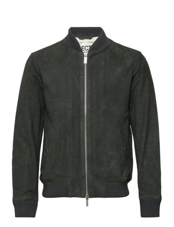 Slharchive Bomber Suede Jkt W Bomberjacka Jacka Grå Selected Homme