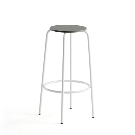 Barhocker TIMMY, Gestell weiß, Sitz dunkelgrau, H 730 mm
