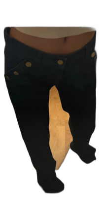 Svarta wide jeans med guldknappar