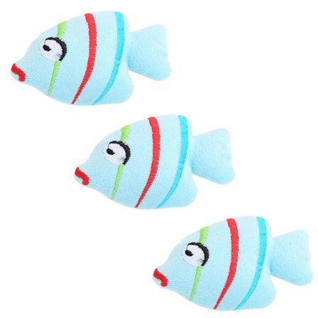 Pakke med 3 søde små fisk legetøj killing interaktivt legetøj kat blå KLB