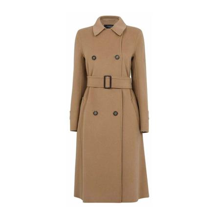 Max Mara Weekend Struzzo Wool Jas , Bruin , Dames , Maat: S TrenchJass & Mantels
