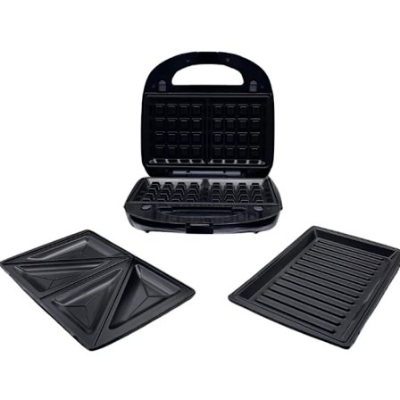 3-i-1 Smørbrødgrill, Vaffeljern & Bordgrill - 1000W_tfrf