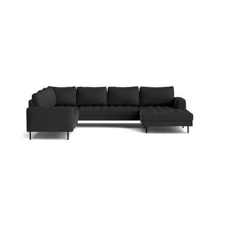 Rouge U-sofa, højrevendt - Basel Mørkegrå - 344/254x89cm - Vendbare ryghynder, medium siddekomfort & pulverlakerede metalben - Perfekt til afslapning 