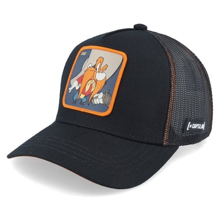 Capslab - Looney Tunes Yosemite Sam Black/Black/Orange Trucker Trucker Black Cap - @ Hatstore