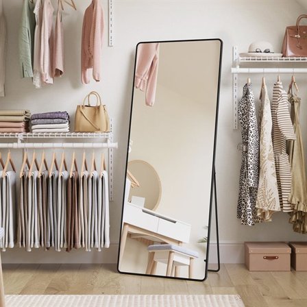 Helkroppsspegel 165 x 60 cm med stativ och svart aluminiumram