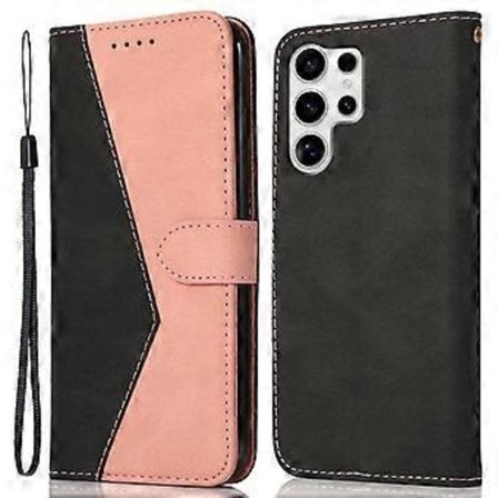 Til Samsung Galaxy S25 Ultra Cover Farvesplejsning Tegnebog Stativ Læder Telefon Cover med Håndledsrem (Style D)