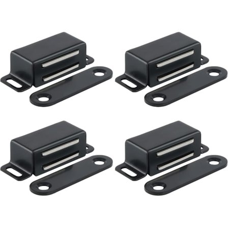 4-PACK Skåpmagneter, Magnetisk dörrlås 6KG Självhäftande, Skåpsdörrmagneter Matt Svart Rostfritt Stål Lådmagnet för Kök Garderob C