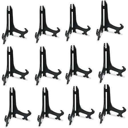 4" Sorte Plastik Staffelier eller Standere/Tallerkenholdere til Fremvisning af Billeder eller Andre Genstande ved Bryllupper, Boligindretning, 