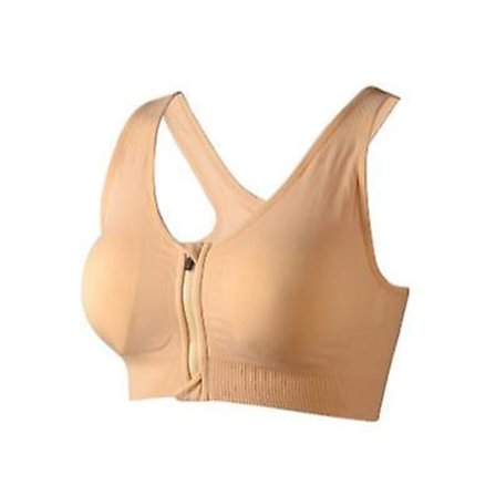 Sport-bh med dragkedja framtill för kvinnor Trådlös efter operationsbehå Active Yoga Sports-BH