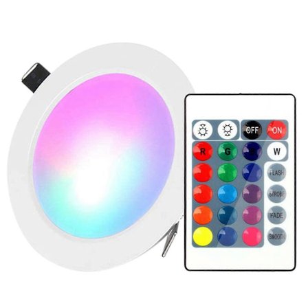 12W LED Infälld Belysning Downlight med IR Fjärrkontroll 16 Färger & 4 Blinkande Lägen Dimbar RGBW Färgskiftande Strålkastare Taklampa